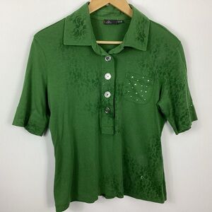 Dismero Lace Imprint Polo Top Made In Italy Size XL